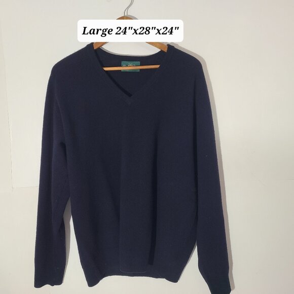 Alan Paine Other - Alan Paine 100% Lambswool Navy Blue V-Neck Men's Large Sweater Made in England